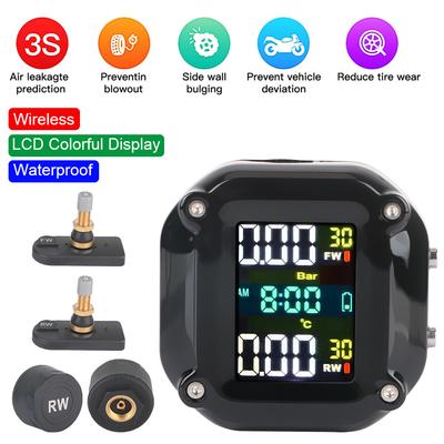 Motocyklowy system monitorowania ciśnienia w oponach TPMS 0-6,6 bara 2 czujniki kolorowy wyświetlacz tester opon akcesoria motocyklowe