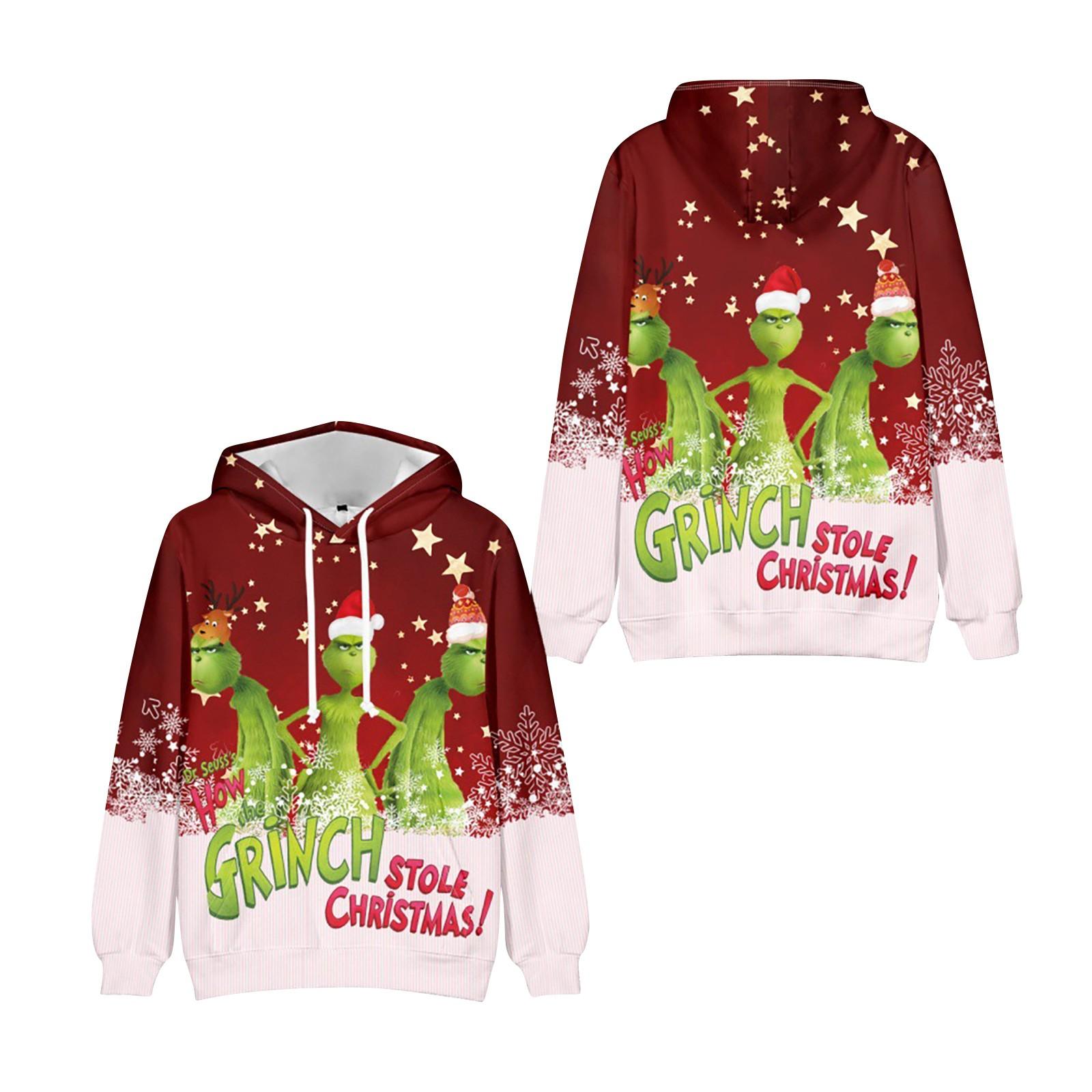 Рождественская зеленая 3D цифровая печать Повседневная толстовка с капюшоном Толстовка — фото 6