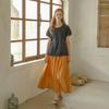 Peulaudeumali Pm_Volume Flare Skirt_Dark Orange