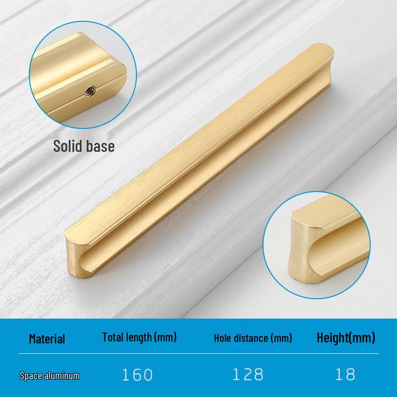 Modern Minimalist Gold Cabinet Handle, Light Luxury I-Shaped Black Drawer Pull