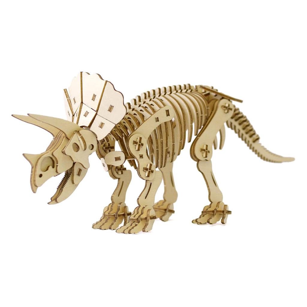 Triceratops 3D Wooden Puzzle DIY Craft Kit for Kids and Adults Educational Toy for Boys and Girls 3D Artwork and a Great Gift for Adults ki-gu-mi - -