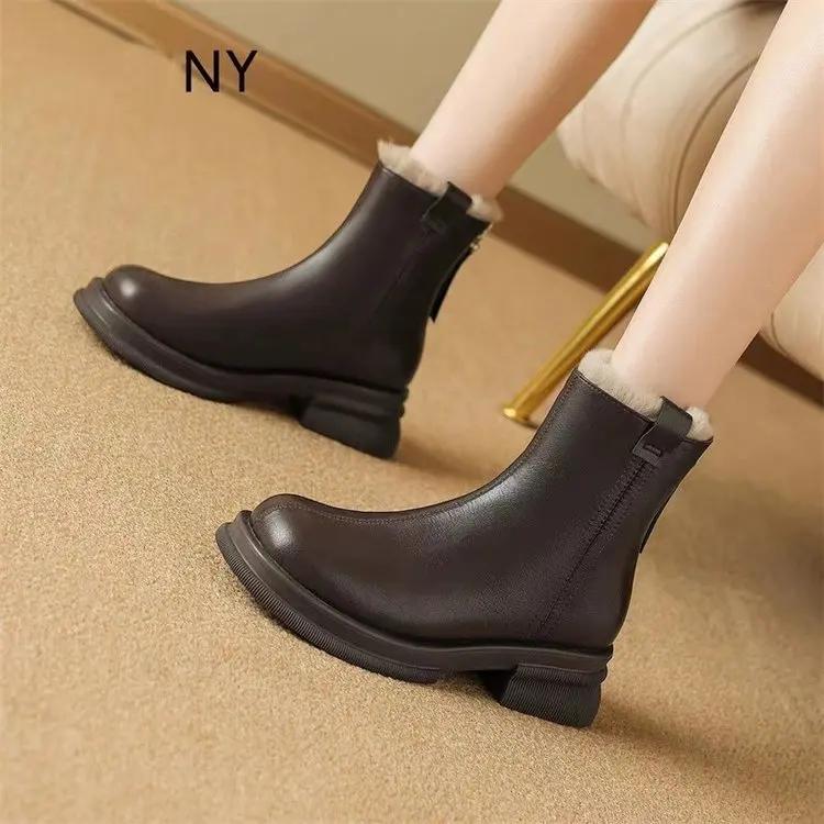 Fashion Spring Autumn New Beautiful Snow Boots Winter Warm and Thick Bottom Increased Anti slip Wear resistant Cotton Boots with Velvet