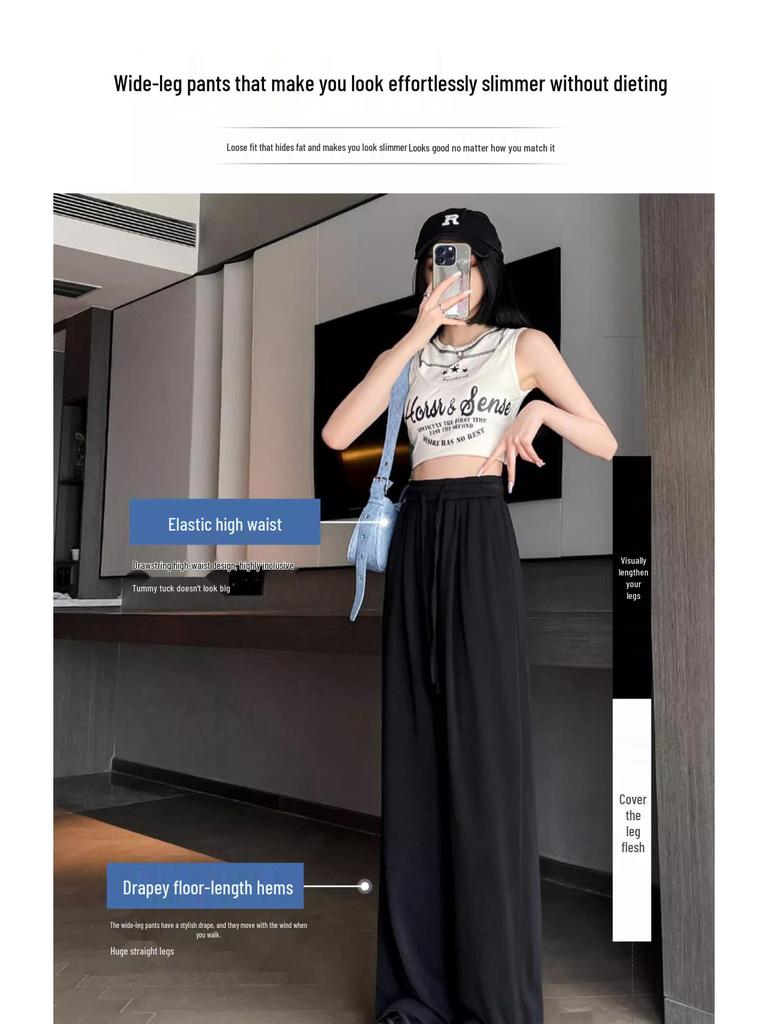 Women's High-Waist Straight-Leg Pants - European Cotton Velvet, Slimming and Drapey for Spring and Autumn 2025