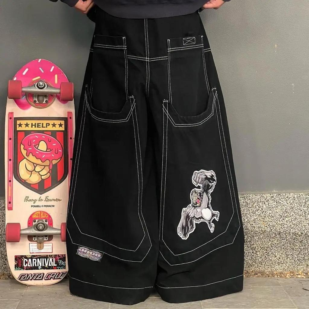 ZYLLO Yeni Y2k Kot Klasik Retro Düz Pantolon Bol Harf Baskılı Kadın Kot Yüksek Sokak Günlük Pantolon Punk Tarzı Geniş Paça Pantolon