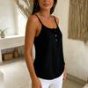 Damen Waffelstrick Tanktop Knopfleiste Ärmellos Lässig Sommer Bluse Leichtes Weiches Gewebe