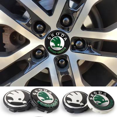 2025 New 4pcs 55/65mm Wheel Hub Center Caps Badge Cover Hubcaps For Skoda VRS Fabia Superb Rapid Karoq VII Yeti Kodiaq A2 A5 A7 