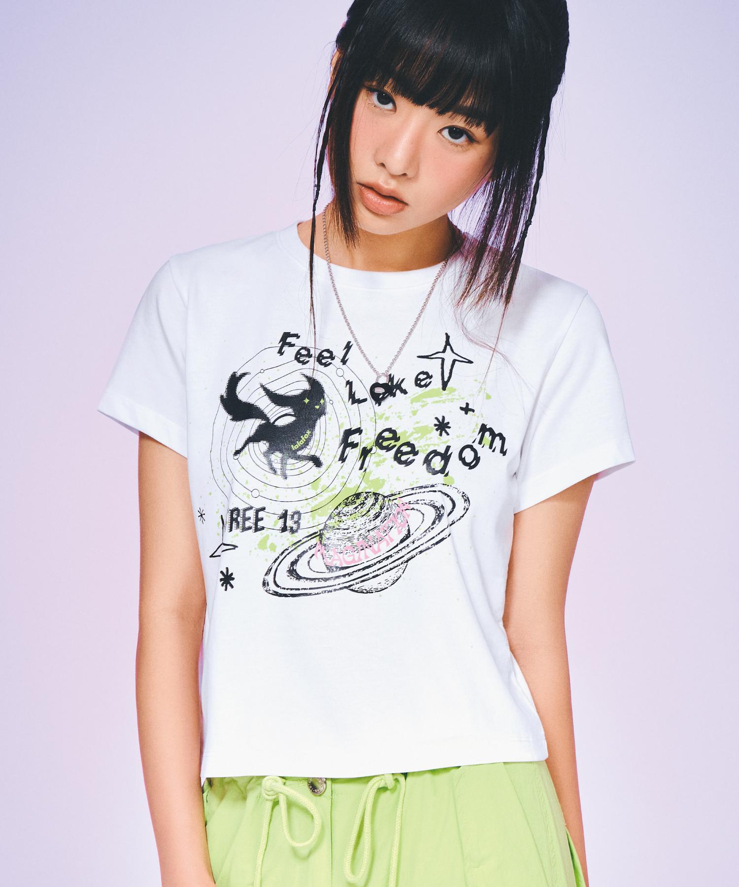 Lara Fox Lalafox & Tree13 Fox Space T-Shirt White Bp2Ch020 White/Free