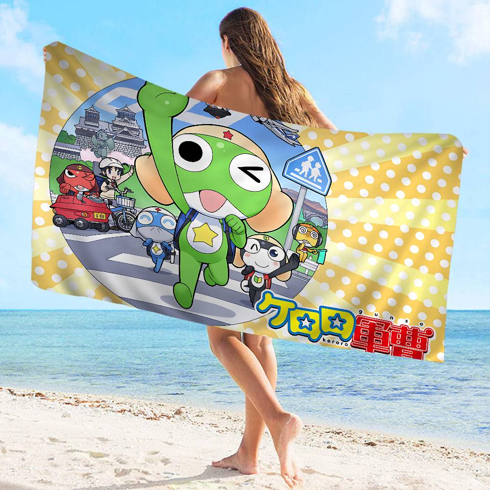 Cartoon Funny Keroro Gunsou Frog Microfiber Printed Beach Towel Mountain Climbing Beach Swimming Running Absorbent Soft Towel