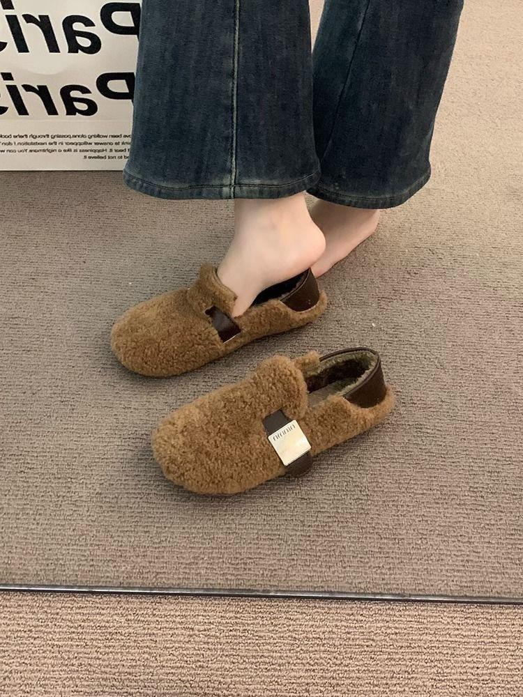 Mao Mao shoes keep warm in winter, new retro Doudou shoes, plush and versatile cotton shoes