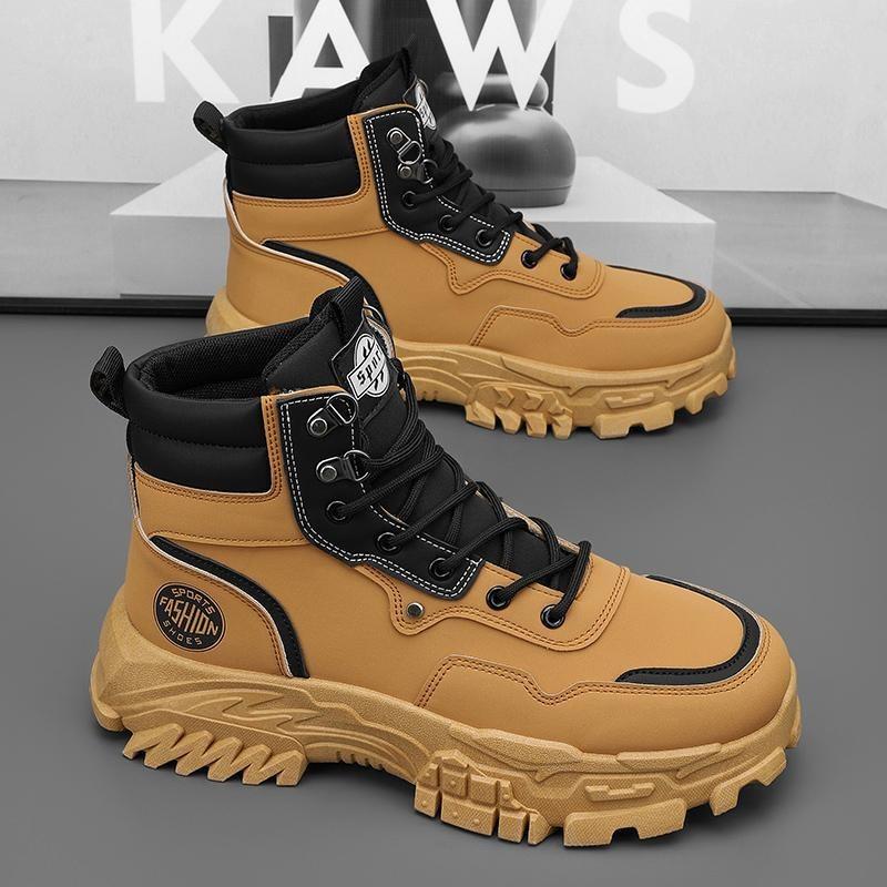 High-top Men's Trendy Shoes Autumn Winter Versatile Martin Boots Fashionable Work Motorcycle Boots