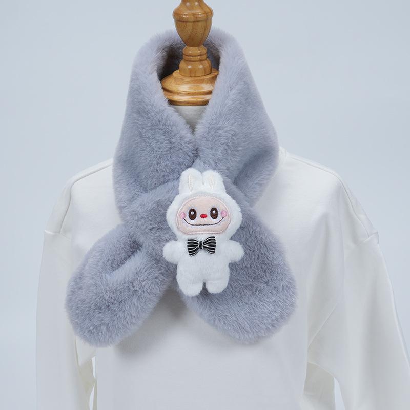 Plüsch-Winter-Schal im koreanischen Stil, Süßer und warmer Nackenschutz für Mädchen und Schülerinnen