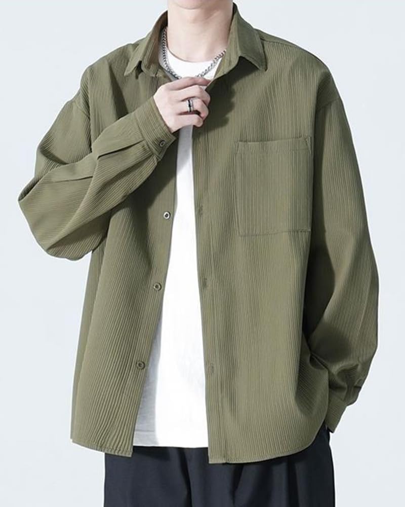 Long Sleeve Dress Plus Loose Solid [foveitaa] Men's Shirt, Spring/Autumn Wear, Sizes, Business/Casual, Fit, Stylish, Lightweight, Soft, Cool, Color,