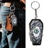 Stainless Steel Coffin Shape Keychain Ashtray Organiser Portable Outdoor Accessory With Secure Storage Compartment