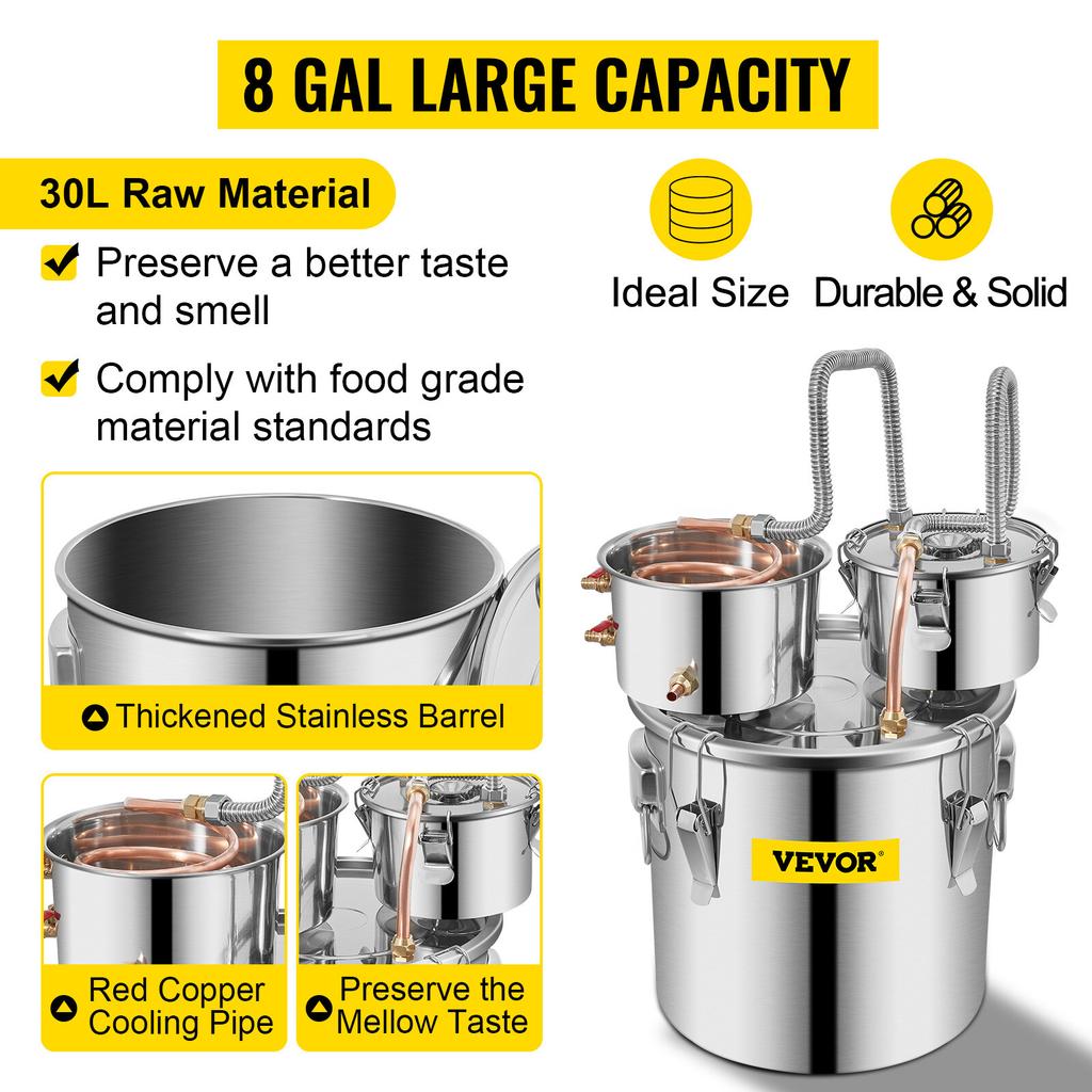 30L stainless steel copper tube wine grape distiller