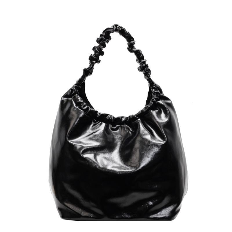 

Folded Portable Tote Bag Women s Summer Fashion Solid Color Large Capacity Shoulder Bag Versatile Women s Bag чорний