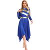 Womens Worship Dance Dress Metallic Patchwork Long Sleeve Irregular Hem Tunic Lyrical Performance Gown