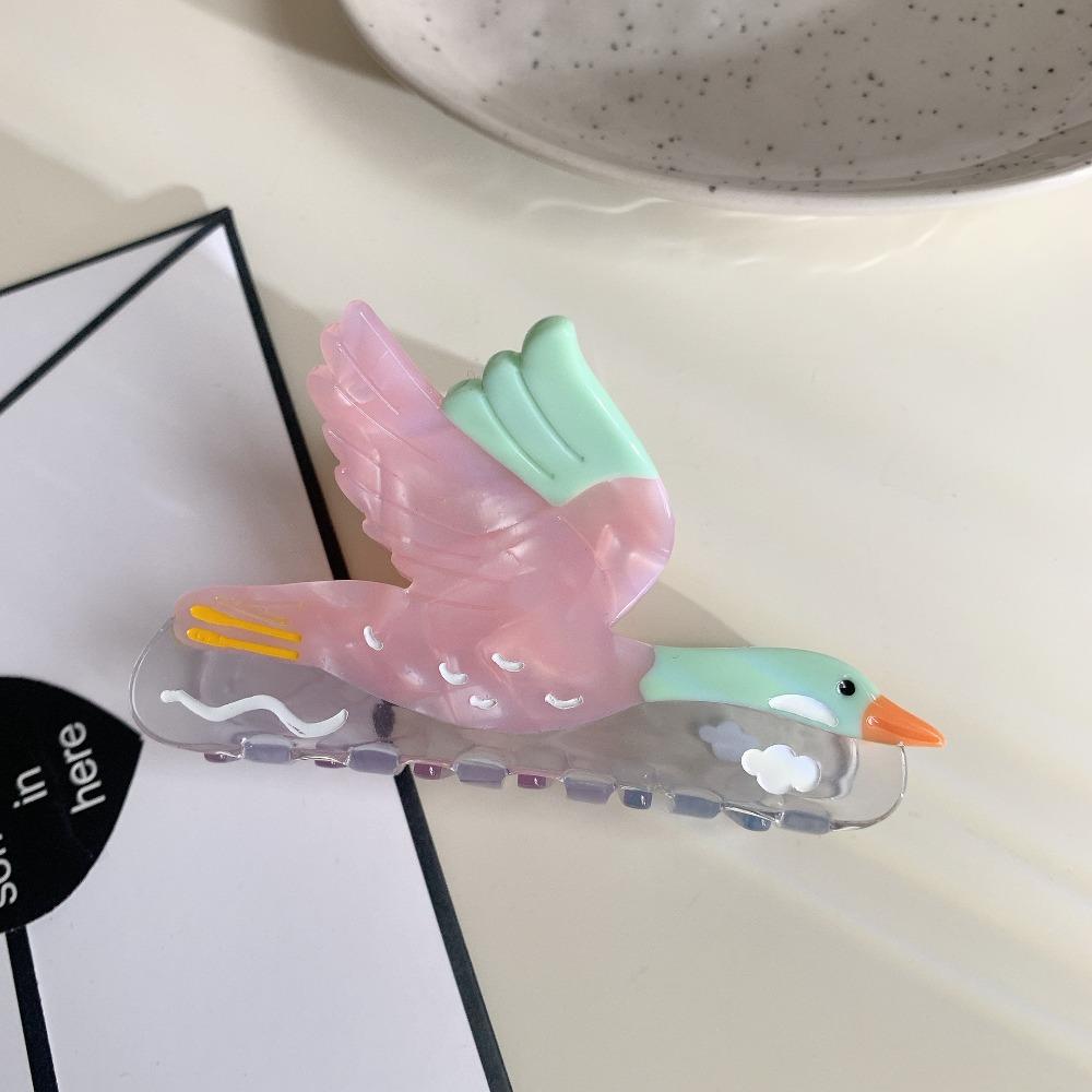 Cartoon Bird Hair Claw Vintage Acetate Shark Clip Creative Wild Goose Shark Clip  Lady/Girls