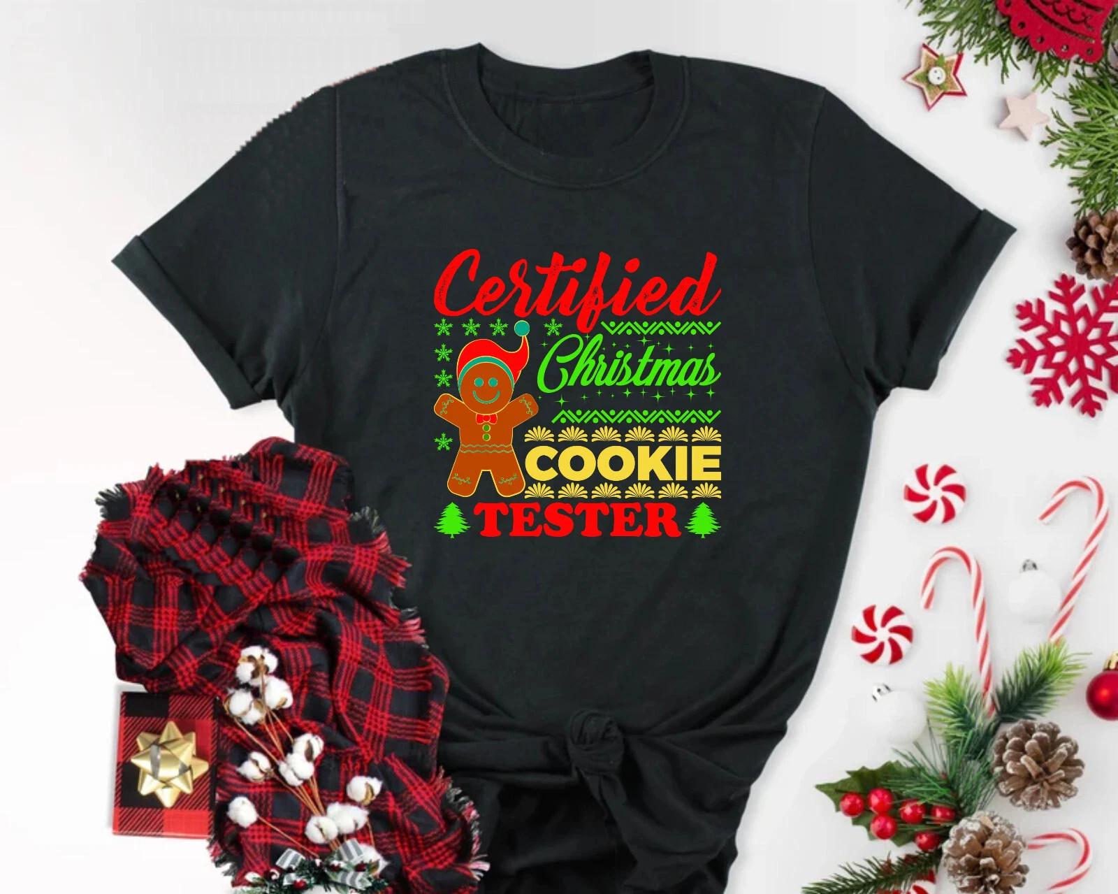 Christmas Ginger Bread T-Shirt, Certified Christmas Cookie Tester Shirt Xmas Tee XL