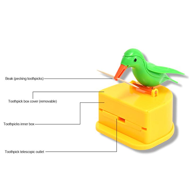 1Pc Creative Cute Toothpick  Automatic Bird Toothpick Box