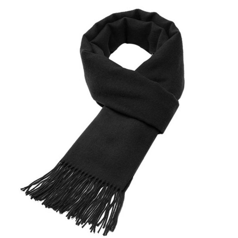 Women Elegant Windproof Shawl Winter Lengthened Thickened Imitation Cashmere Solid Color Scarf