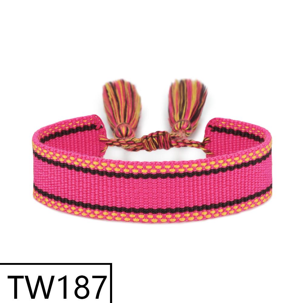 Customizable Handmade Bohemian Tassel Bracelet with Embroidered Logo - European & American Ethnic Friendship Style