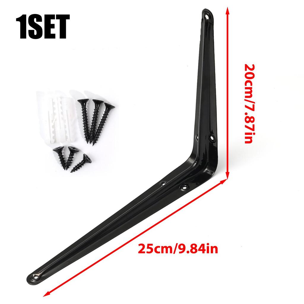 Heavy Duty L-Shaped Triangular Shelf Brackets Cold-rolled Steel Right Angle Wall Mount Joints with Screws Furniture Hardware