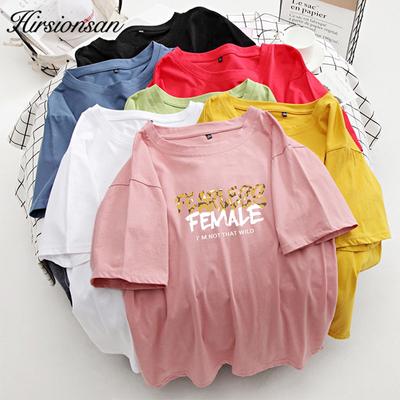 Hirsionsan carta impressa algodão t camisa feminina verão quente camiseta coreano estético para senhoras ins macio oversized feminino topos