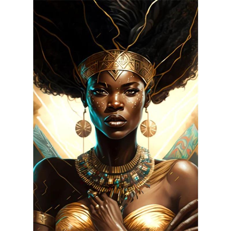 Beautiful African Woman Posters and Prints Canvas Painting Portrait Wall Art Pictures for Living Room Home Decoration No Frame