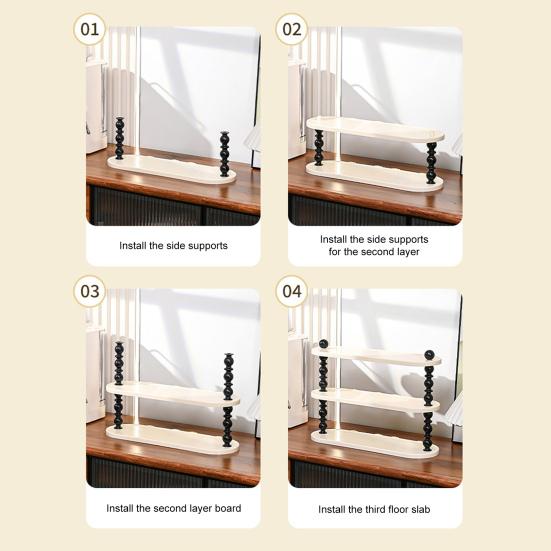 Desktop Storage Rack Three-Layer Organizer Stable Support Stylish Color Contrast Rack