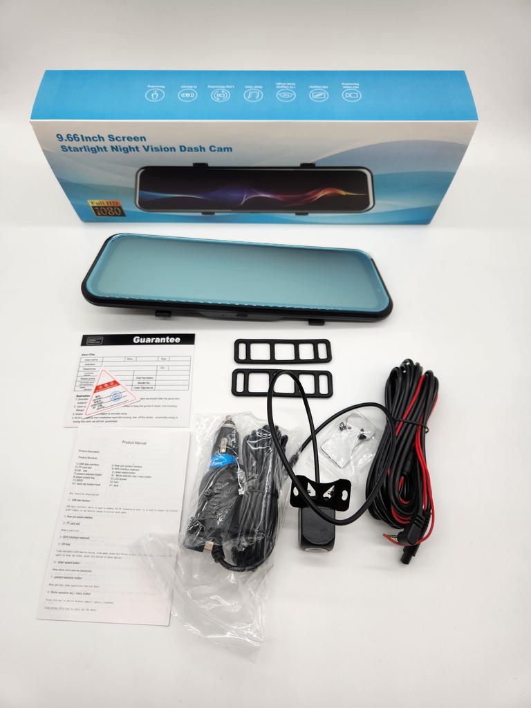10" FHD Dual Lens Rearview Mirror Dashcam with Touch Screen WiFi Night Vision Loop Recording Video Recorder GPS & Waterproof
