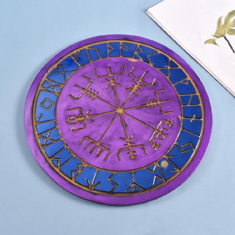Viking Divination Rune Coaster Tray Mould Rune Stones Silicone Resin Mould