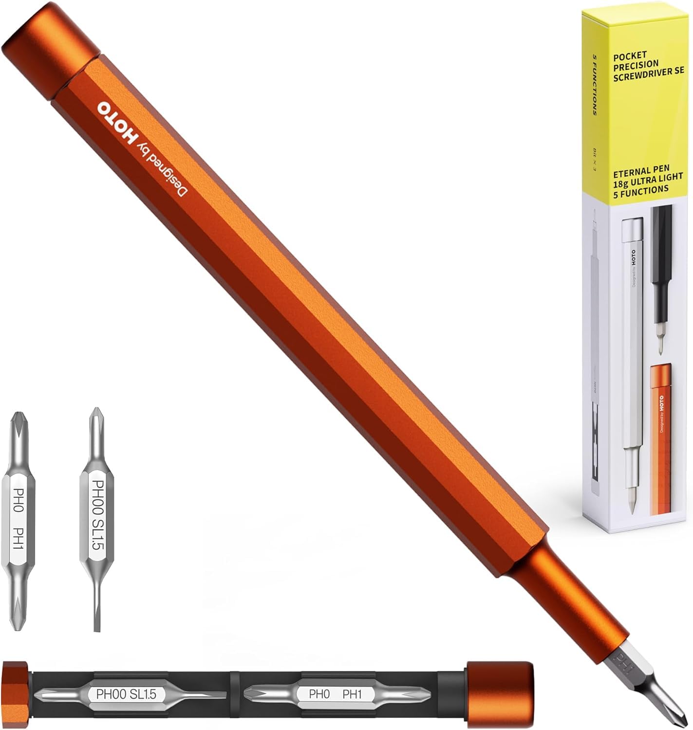 

HOTO Точная отвертка Легкая и с 5 битами из алюминиевого сплава и магнитными Красная SE, Компактная, Биты, Корпус, Хранение,