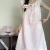 Koreanische Version von rosa gepunkteten Pyjamas Damen Sommer Träger Langkleid Spitze Loungewear kann außerhalb des Nachthemds getragen werden