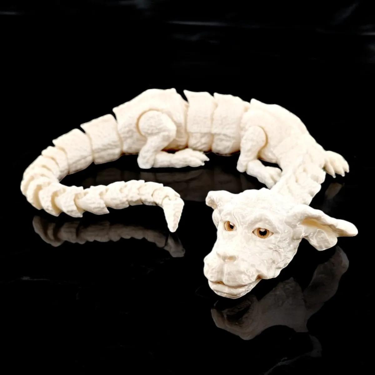 

Creative 3D Printed Lucky Dragon Rotatable Articulated Joint Mobility Funny Simulation Model Office Desktop Ornament Home Decor 22cm білий