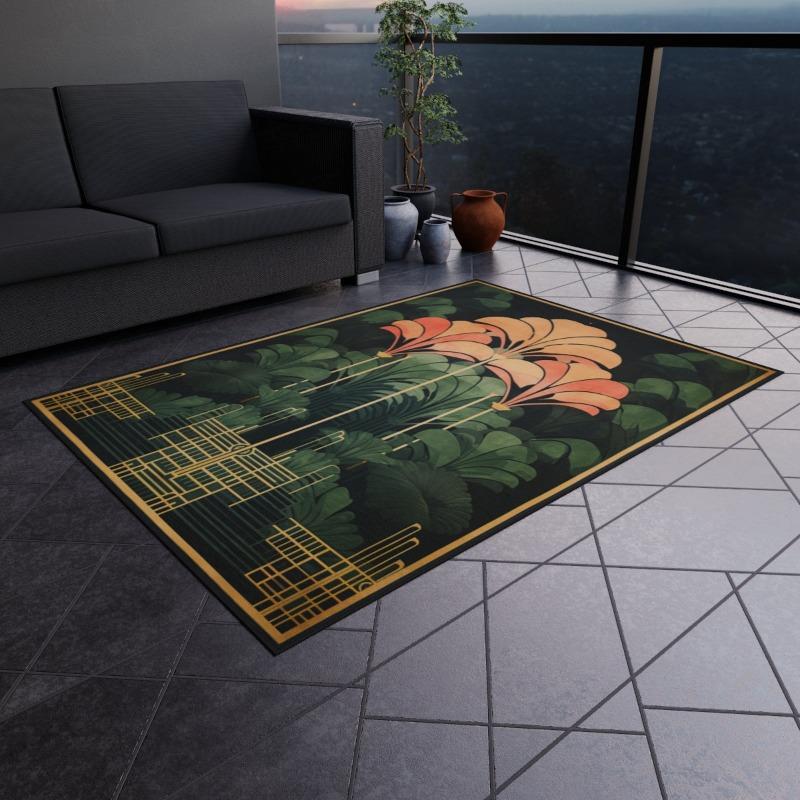 

Ковер в стиле ар-деко для улицы, ковер с цветочным узором для любителей природы, пышный зеленый сад, оазис, декор пола, нескользящий ковер для балкона 40X60cm-16x24in