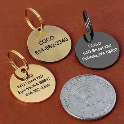 Benutzerdefinierte goldene Hundemarke mit Gravur, klein, mittel, groß, Haustier-Namensschild, Edelstahl, personalisierte modische Hundemarke, Anti-Verlust