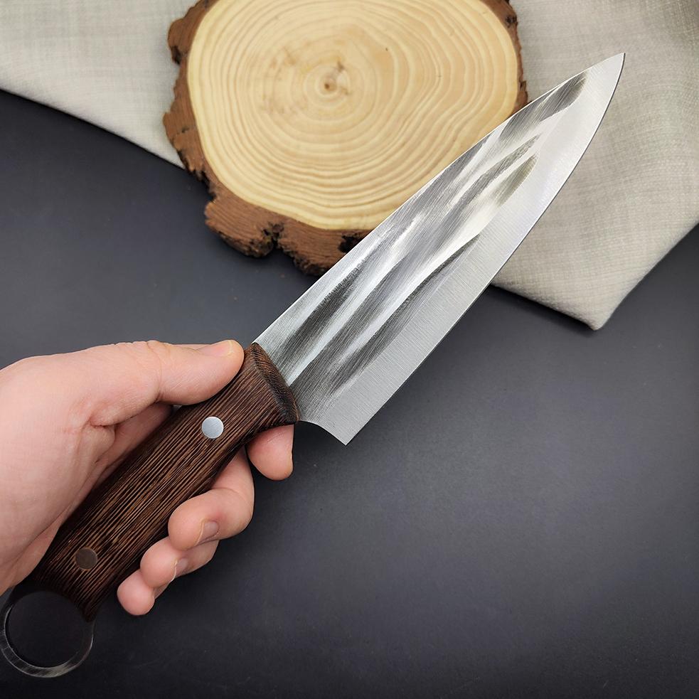 Geschmiedetes Koch-, Ausbein-, Tranchierbeil, Professionelles Küchenmesser für Fleisch, Geflügel, Metzgerei, Schäler, Schneidwerkzeug, Grillmesser mit Scheide