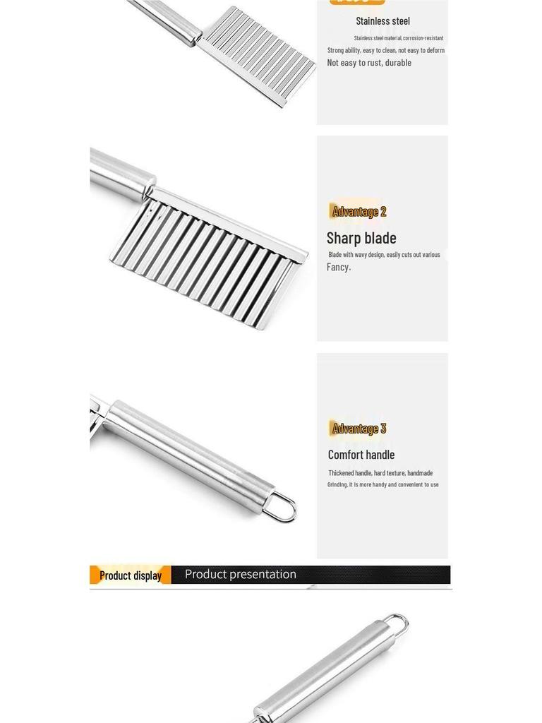 Stainless Steel Wavy Knife: Wolf Tooth Kitchen Vegetable Cutter for Fancy Potatoes