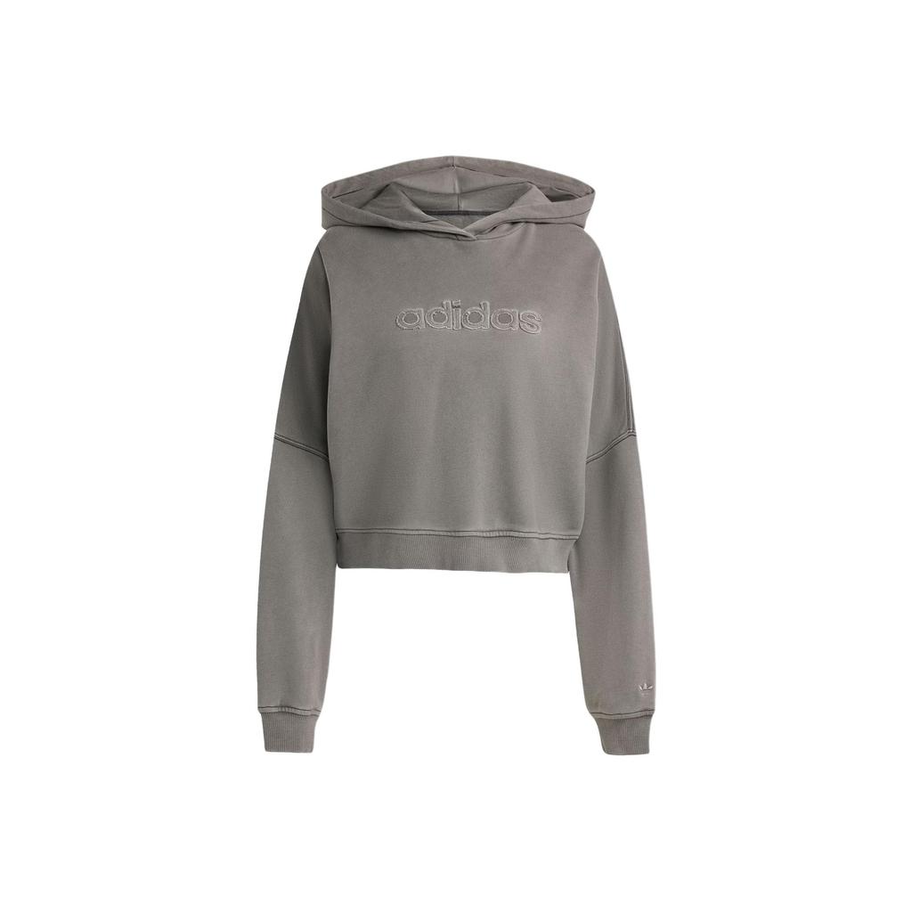 Adidas Originals Washed FW25 Cropped Logo Hoodie Women Hoodies JW7296