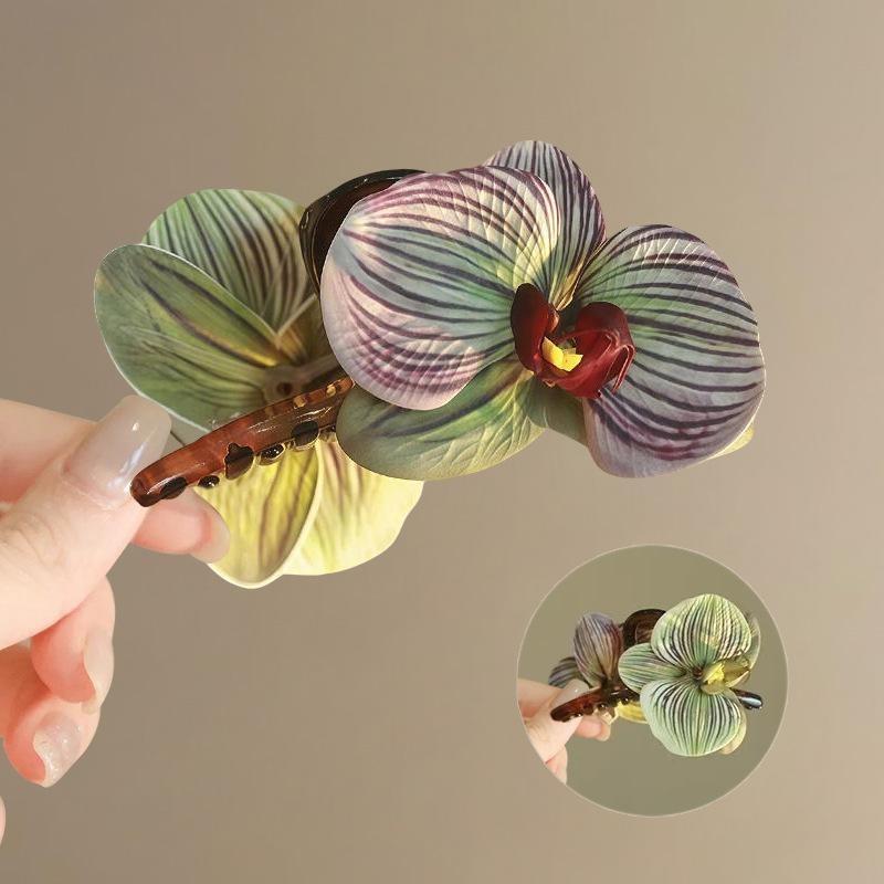 Fermagli per capelli a forma di fiore di giglio per donne ragazze Barretta Clip a pinza di granchio Fermagli per capelli per coda di cavallo Copricapo da bagno spiaggia Accessori per capelli
