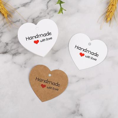 Herzförmige Kraftpapier Geschenkanhänger - Handgemachte Verpackungsanhänger