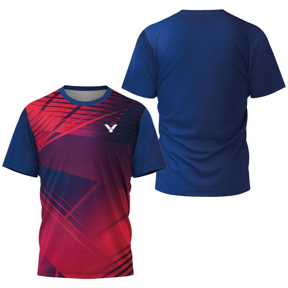 Summer T-shirt Quick-dry Short-sleeve T-shirt Top with Geometric Pattern Splicing Badminton T-shirt Brand Men's Wear