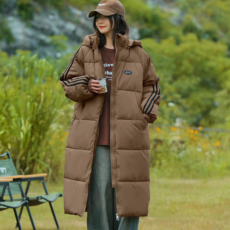 

Хлопковая женская 2025 новая зимняя средней длины выше колена утолщенная теплая куртка-пуховик свободная хлопковая куртка куртка для пары XXL кофейный