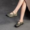 Johnature Bombas Retro Cuero Genuino Suela Suave Gancho y Lazo Cómodos Zapatos de Mujer Versátiles