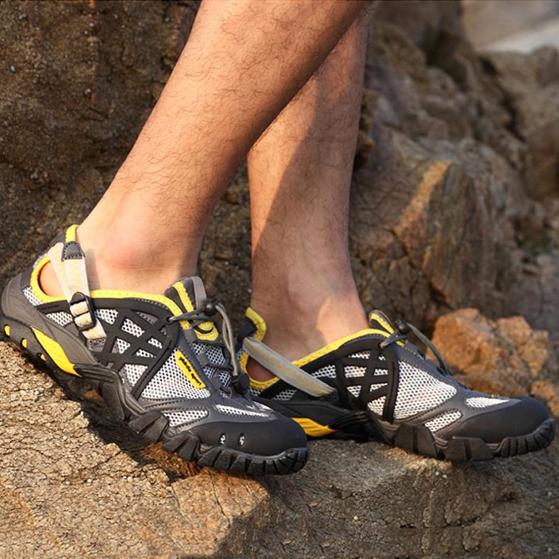 Sandali estivi unisex da uomo di grandi dimensioni in pelle mesh scarpe casual traspiranti da uomo scarpe da spiaggia ad asciugatura rapida da donna