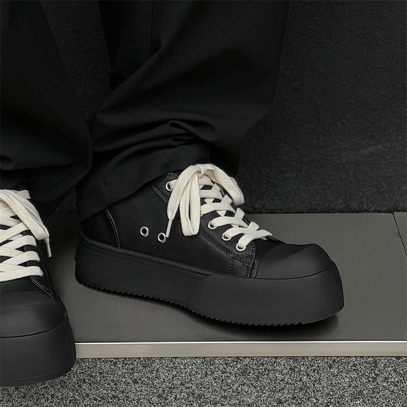 Platform Men's Shoes Casual Low-top Board Shoes Big Head Height Japanese Niche Muffin Bottom