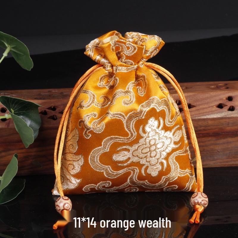 Silk Satin Jewelry Drawstring Bag - Small Brocade Storage Pouch