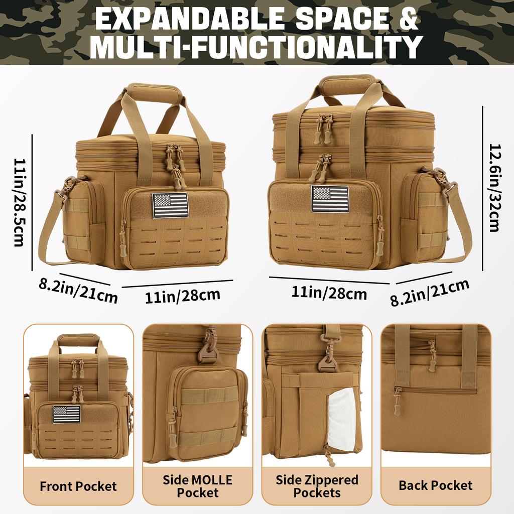 Borsa Frigo Isotermica 18L Tattica per Pranzo da Uomo Espandibile Lavoro Campeggio Picnic all'Aperto Resistente a Tenuta Termica