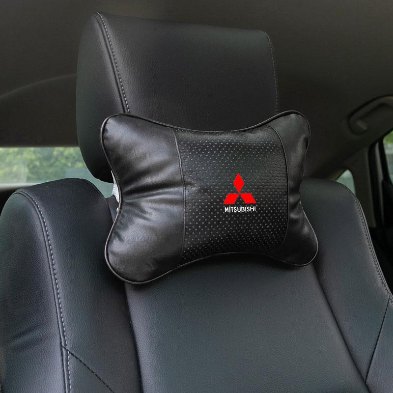 Car Neck Pillows Both Side Pu Leather Headrest Head Pain Relief Car Pillow For Mitsubishi ASX I200 Outlander Pajero Eclipse Lancer