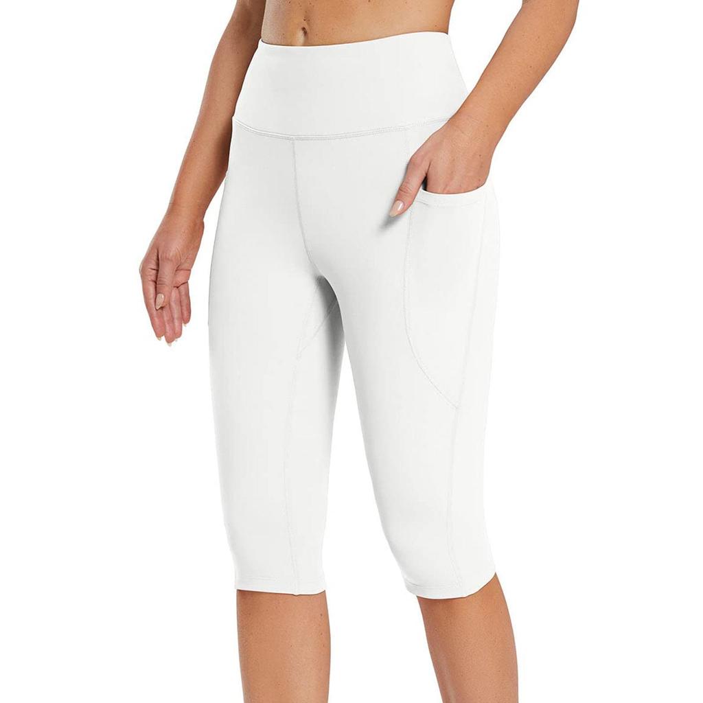 2025 Summer Women's Solid Color Pocket Yoga Capri Pants